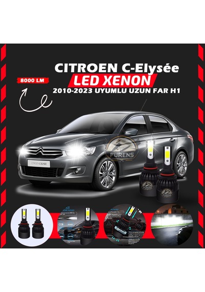 Citroen C-elysee 2010-2023 Uzun Far Uyumlu Şimşek Etkili Led Xenon Light Series H1
