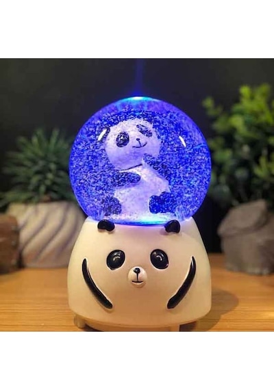 Sevimli Panda Kar Küresi & Kişiye Özel Melek Kanatlı Kolye Hediye Seti