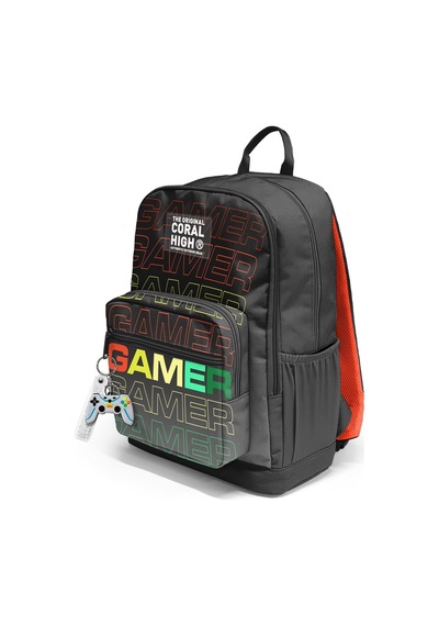 Coral High Siyah Gri Gamer Desenli Okul Sırt Çantası 23640