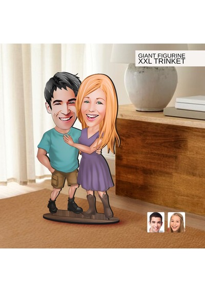 Bk Gift Kişiye Özel Sevgililer Karikatürlü Büyük Boy Ahşap Biblo-80 Arkadaşa Hediye , Sevgiliye Hediye, Kişiye Özel Biblolar Kobitmeyen137597 Bk Gift