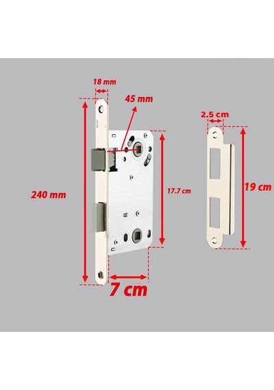 Banyo Wc Sessiz Kapı Gömme Kilidi 45 Mm İç Silindirsiz Barelsiz Dayanıklı Metal Kilit Mekanizma