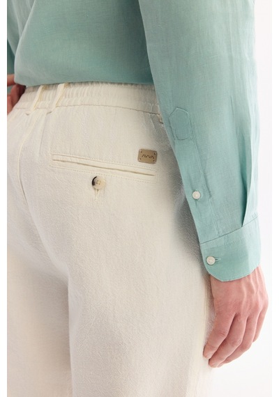 Avva Erkek Kırık Beyaz Beli Bağcıklı Keten Karışımlı Chino Relaxed Fit Pantolon B003036 Avva Erkek Kırık Beyaz Beli Bağcıklı Keten Karışımlı Chino Relaxed Fit Pantolon B003036