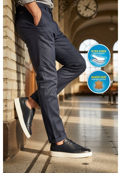 Ayakmod Premium Premium Lacivert Hakiki Deri Erkek Casual Ayakkabı 2689 M