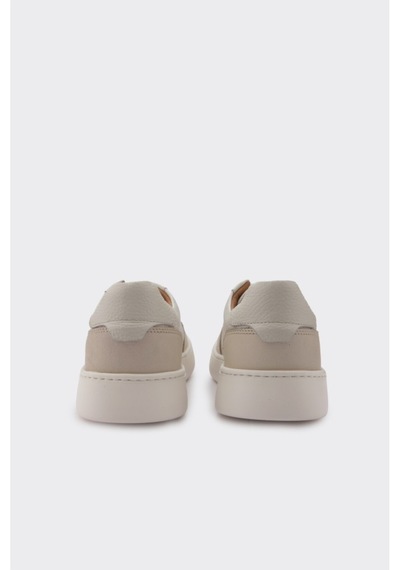 Derinet Hakiki Deri Bağcıklı Erkek Sneaker Bej Bej