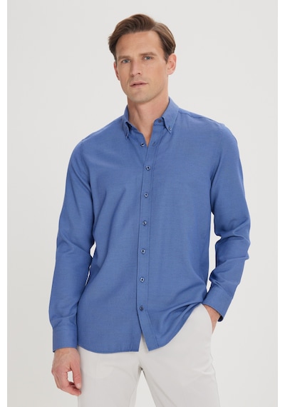 Erkek Mavı Slim Fit Dar Kesim %100 Pamuk Düğmeli Yaka Oxford Gömlek Mavı Erkek Mavı Slim Fit Dar Kesim %100 Pamuk Düğmeli Yaka Oxford Gömlek Mavı