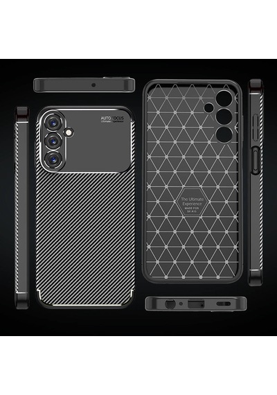 Samsung Galaxy Uyumlu A15 Kilif Karbon Tasarim Negro Silikon Kapak