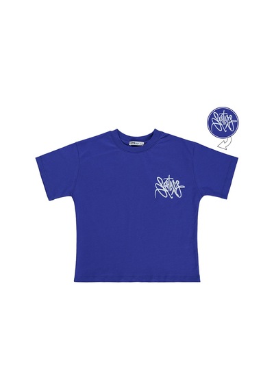 Civil Boys Skaters Baskılı 6-9 Yaş Tişört - Mavi Saks Mavisi