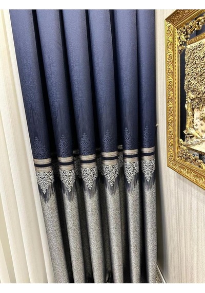 Titus Fj632145 V-530 Lacivert 1/3 Sık Pileli Fon Perde Apm Çok Renkli