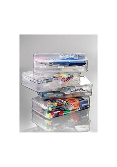Şeffaf Plastik Bölmeli Çift Taraflı Hobi Dikiş Iğne Kutusu Düzenleyici Arduino Balıkçı Malzeme Saklama Organizer 1 Açık Bej