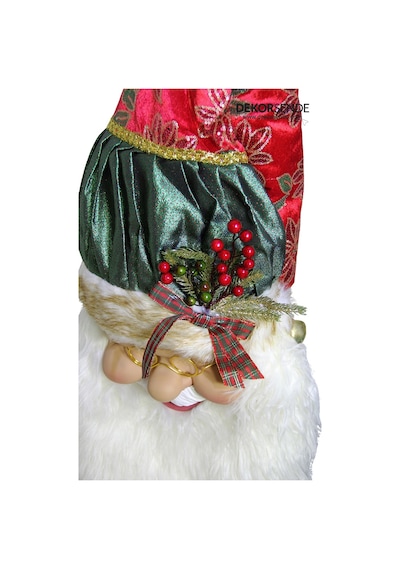 Yılbaşı Süsü Şapkalı Noel Baba Kafa Kapı Süsü Yeşil Kırmızı 90 Cm
