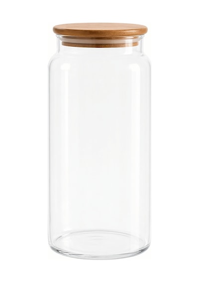 6 Lı Vakumlu Bambu Kapaklı Cam Saklama Kavanozu 1400 Ml Büyük Boy Hava Geçirmez Set Sızdırmaz Şık Xl Şeffaf