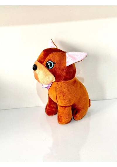 Joytoytr Oturan Tatlı Köpek Peluş Oyuncak 20cm Yapışkanlı Kahverengi