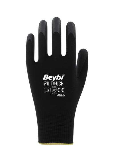 Beybi Touch Pu Poliüretan Kaplı Polyester Eldiven No:8