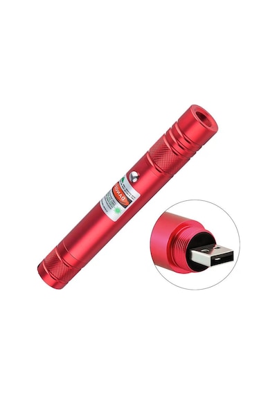 Fithome 100mw Desen Başlıklı Usb Şarjlı Yeşil Lazer Pointer Çok Renkli