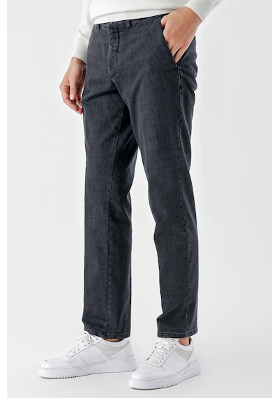 Morven Erkek Siyah Pamuk Yan Cep Dynamic Fit Chino Pantolon Siyah