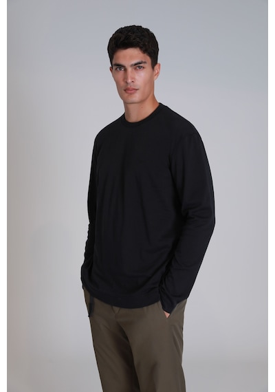 Lufian Erkek Patrıce Uzun Kol T-shirt 112020041 Siyah Siyah