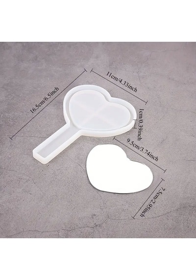 Epoksi Silikon Saplı Ayna Kalıbı Kalp 16.5x11 Cm
