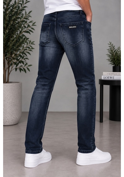 Cedy Denim Cedy Denım Özel Yıkama Yırtık Detaylı Slim Fit Dar Paça Likralı Kot Pantolon Premium Tasarım Esnek Jean Ct1215-lacivert Lacıvert