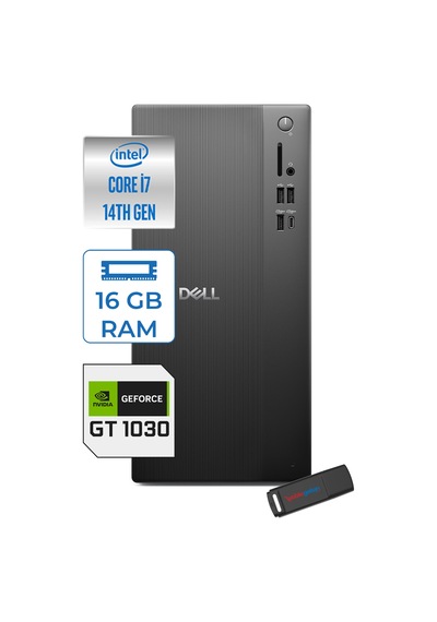 Dell Tower Essential QVT1260 BTO-01400721F05-126000721F05 i7-14700 16 GB 4 TB SSD GT1030 Free Dos Masaüstü Bilgisayar + USB Bellek