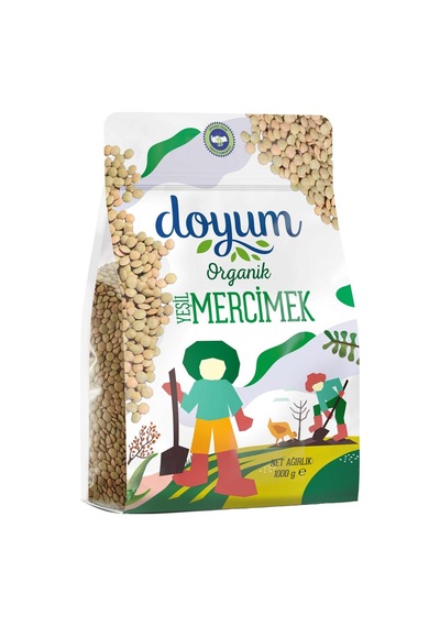 Doyum Organik Yeşil Mercimek 1 Kg - Doğal Ve Lezzetli Bakliyat 3'li Ekonomik Paket - 3 Adet Tarı