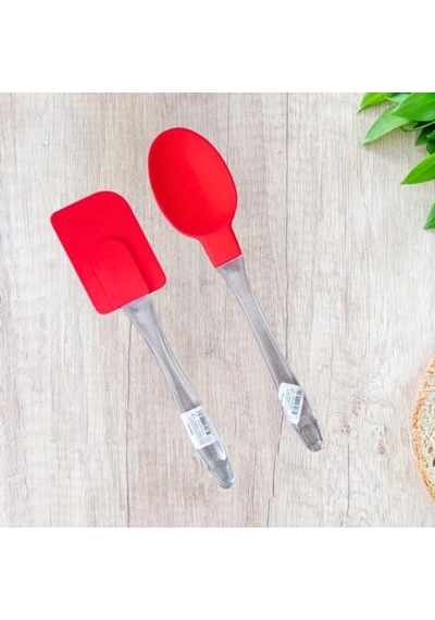 Vıalex Kırmızı Silikon 2 Parça Spatula Kaşık Seti Genel