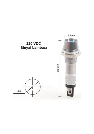 Ic-225 8mm Sinyal Lambası Metal 220v Mavi