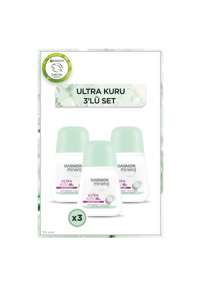 Garnier Mineral Ultra Kuru Kadın Roll-On Deodorant 3'lü Set