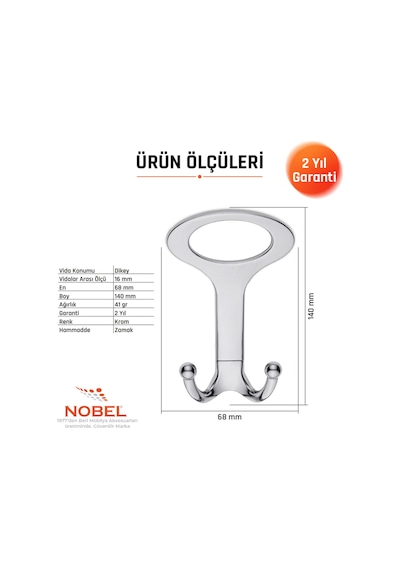 Melon Açik Portmanto Askısı, Metal Vestiyer Askısı, Krom, Duvar Ve Dolap Askılığı 5'li Set Vidalı
