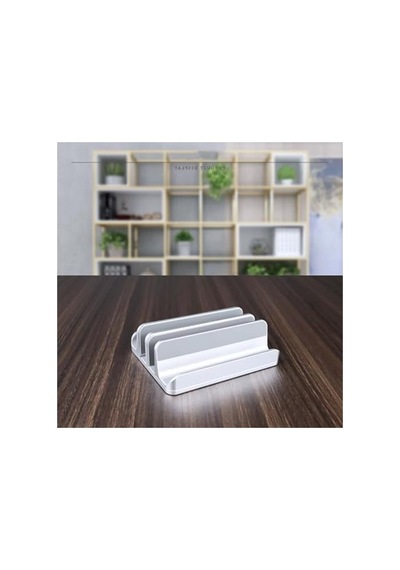Dikey Metal Laptop Standı, Ergonomik Ve Şık, Alüminyum Gümüş 1