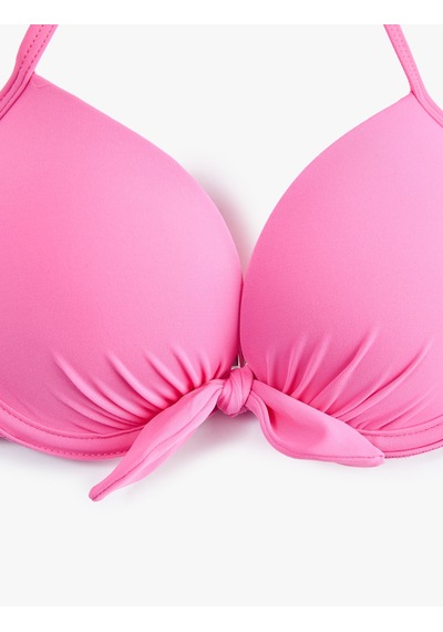 Koton Kalp Yaka Fiyonk Detaylı Push-up Bikini Üstü Pembe 6sak10004mm Gül