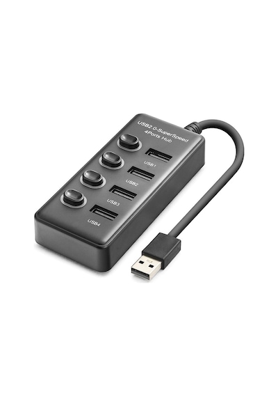 Usb Anahtarlı Hub 4 Port 480 Mbps Siyah Hdx7049 Evimdeyokyok