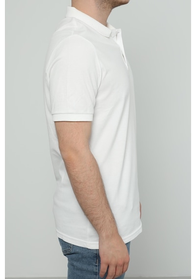 Hscstore Erkek Polo Yakalı Beyaz Tişört- 8420-beyaz Beyaz