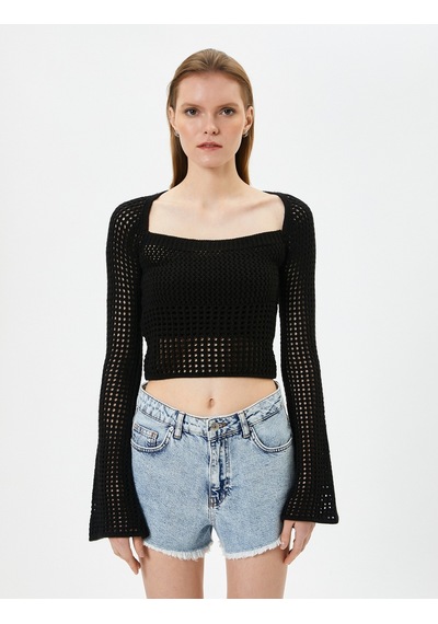 Koton Crop Ajurlu Kazak Uzun Kollu Siyah 4sak90053ht 4SAK90053HT999 Siyah Koton Crop Ajurlu Kazak Uzun Kollu Siyah 4sak90053ht 4SAK90053HT999 Siyah