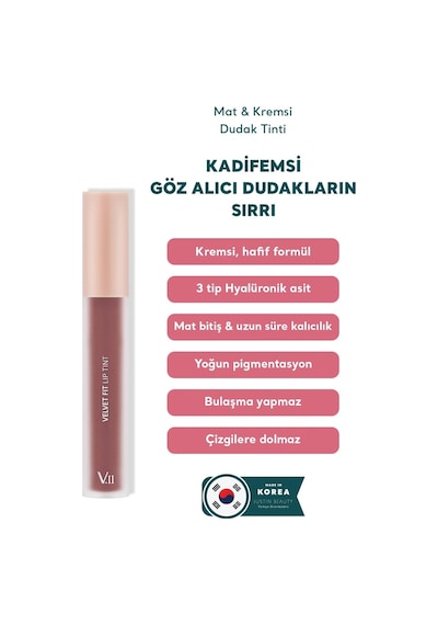 Village 11 Factory Velvet Fit Lip Tint Rosy Nude 4.7g - Mat & Kremsi Dudak Tinti Çok Renkli