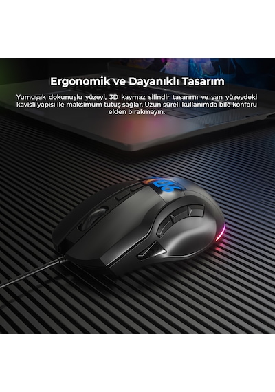 Lecoo MS130 Kablolu 7200DPI 9 Makro Tuşlu RGB Gaming Optik Mouse
