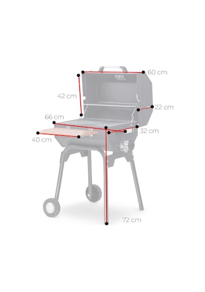 Guruss Kömürlü Tekerlekli Barbekü Mangal 50 CM