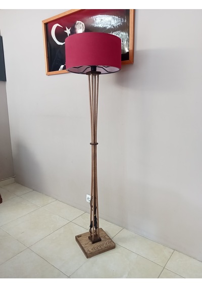 Ahşap Lambader Ve Köşe Lambası Bordo