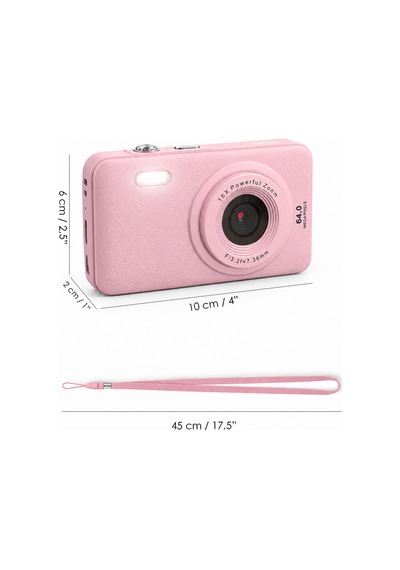 Mimtec Blm-105 Mini Dijital Fotoğraf Makinası - 2.8" Hd Ekran 12 Farklı Dil Seçenekli Dijital Video Kamera Pembe