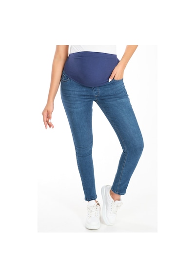 Busa Hamile Skinny Dar Paça Kot Pantolon Mavi-mavi