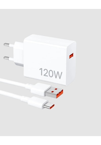 120w Süper Hızlı Şarj Adaptörü Type-c Kablo Dahil, Yüksek Voltaj Korumalı Beyaz