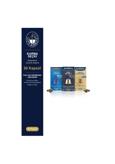 Caffe Borbone Classica Arabica Superiore 30'lu Nespresso Uyumlu Alüminyum Kapsül Kahve Deneme Seti 3x10