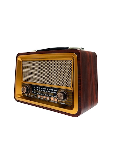 Gold Silver Gs-1340 Nostaljik Ahşap Radyo Şarjlı Bluetooth Hoparlör 3 Bant Fm Am Sw Usb Tf Kırmızı Ceviz