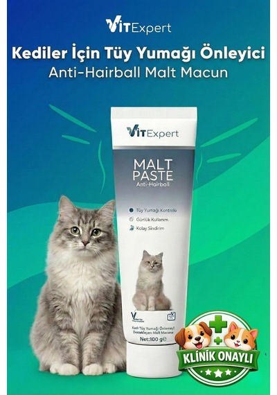 Tr Anti Hairball Tüy Yumağı Ve Sindirim Tamamlayıcı Tüm Kediler Için Malt Paste Macun 100 Gr