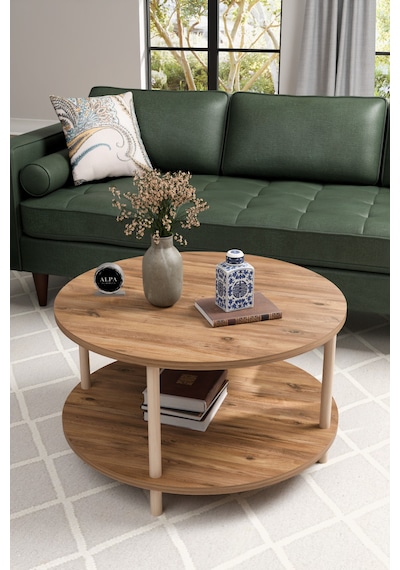 Alpaevmobilya Modern Yuvarlak Orta Sehpa 60 Cm 2 Raflı Ahşap Ayaklı Çok Amaçlı Organizer Sehpa Atlantik Çam Alpaevmobilya Modern Yuvarlak Orta Sehpa 60 Cm 2 Raflı Ahşap Ayaklı Çok Amaçlı Organizer Sehpa Atlantik Çam
