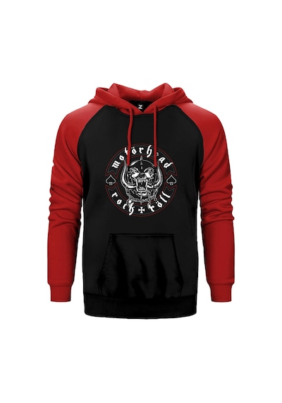 Motörhead Rock N Röll Kırmızı Renk Reglan Kol Kapşonlu Sweatshirt Kırmızı