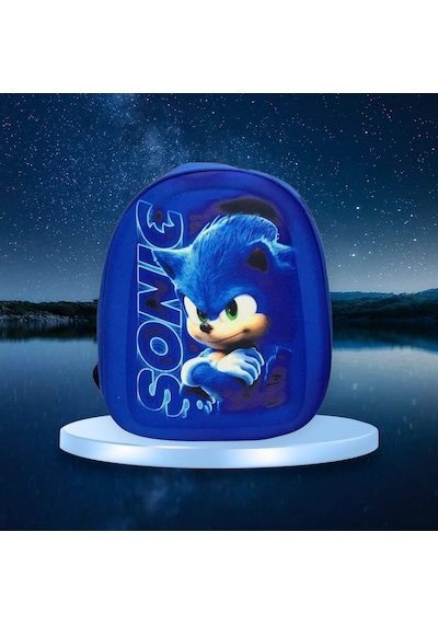 Kreş & Anaokulu Çocuk Sırt Çantası Kirpi Sonic Karakter 3-6 Yaş 5d Kabartmalı Kumaş Okul Çantası 30cm