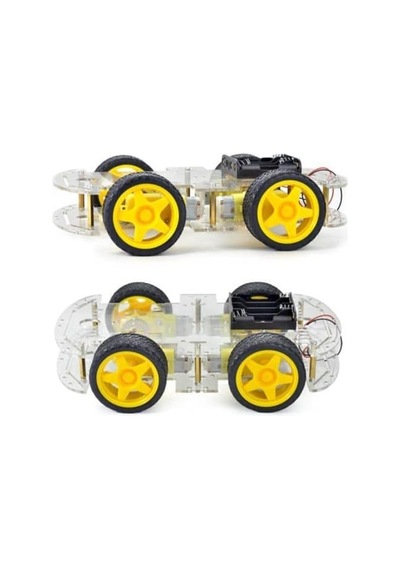 4wd Robot Araba Platformu - Çift Katlı Pleksi Şase Kiti 7/8 Yaş