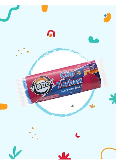 Vindex Orta Boy Çöp Torbası Mavi 55 x 60 CM