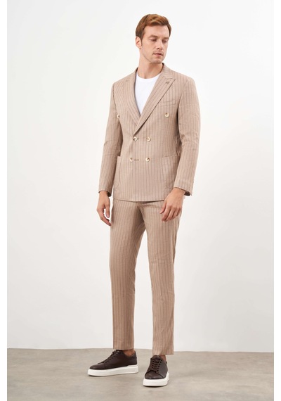 Morven Erkek Vizon Keten Trend Kruvaze Slim Fit Sivri Yaka Takım Elbise 24ys001011405 Vizon Morven Erkek Vizon Keten Trend Kruvaze Slim Fit Sivri Yaka Takım Elbise 24ys001011405 Vizon