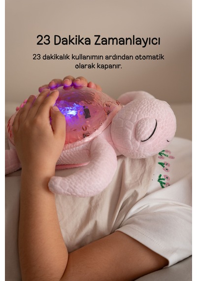Cloud-b Ağlama Sensörlü ve Melodili Kamplumbağa Uyku Arkadaşı 28x27x10 Cm Pembe